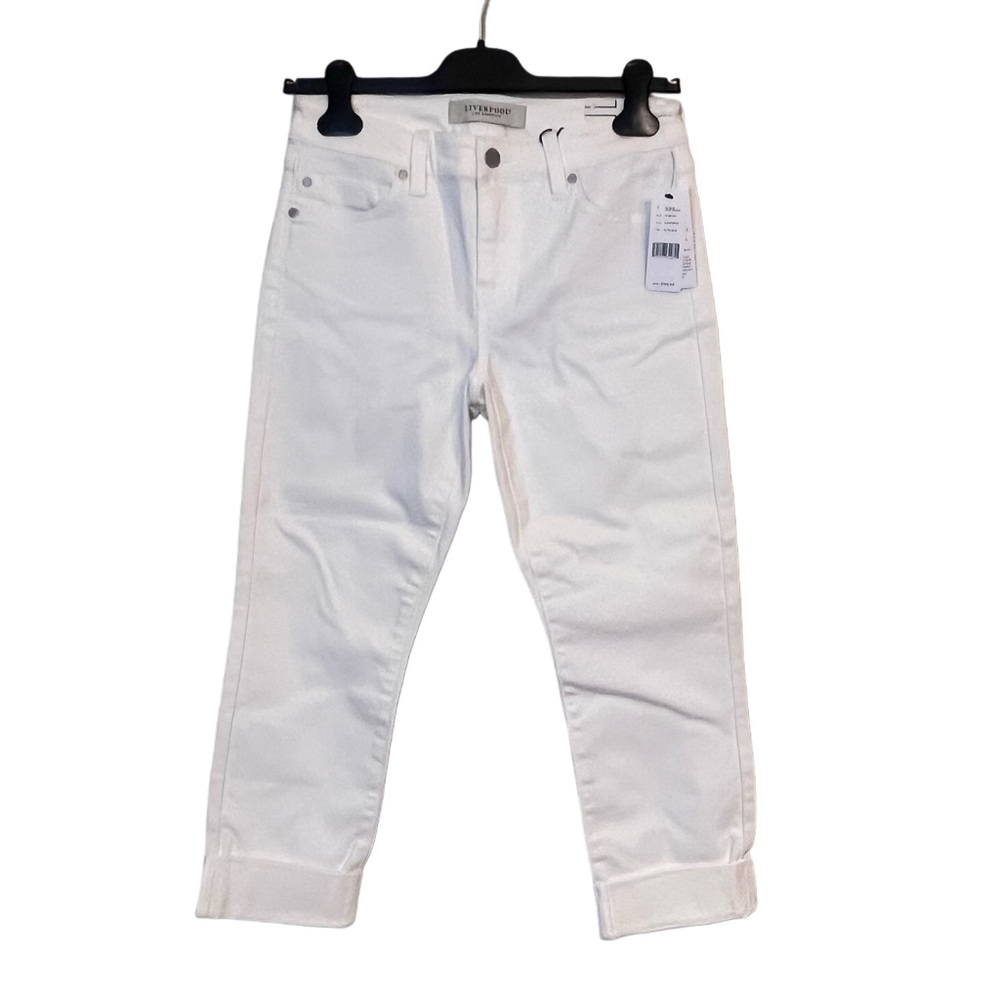 Liverpool Los Angeles Charlie Crop Skinny Wide Cuff Bone White Size 2P NWT